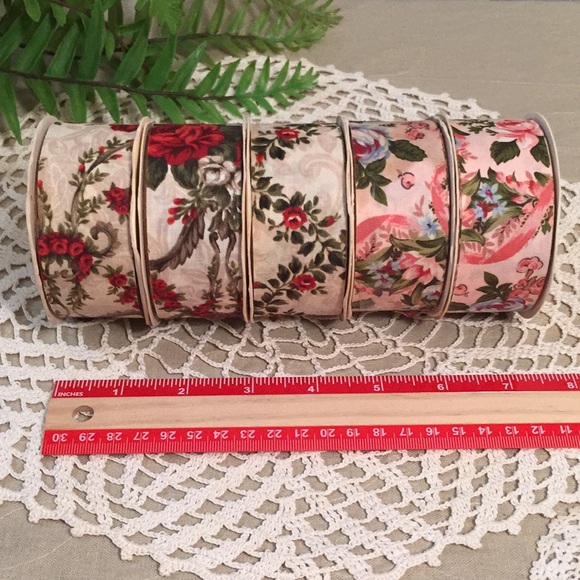 Vintage Floral Fabric Ribbon Five New Spools - Picture 6 of 8